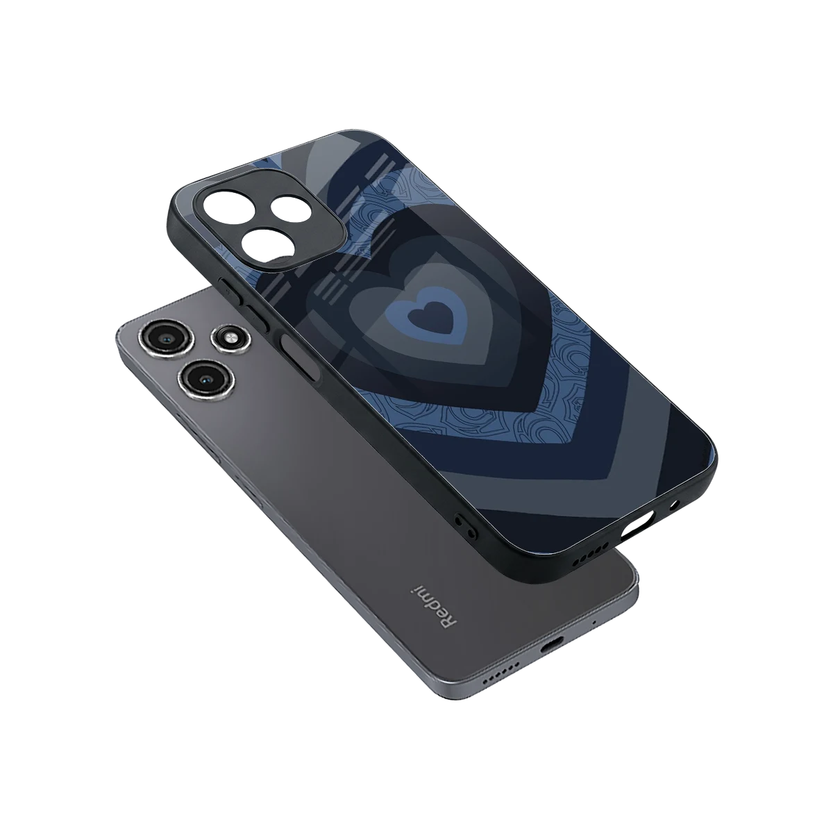 Y2K Frosted Berry Hearts sleek redmi 12 5g cover with tempered glass back and TPU edges