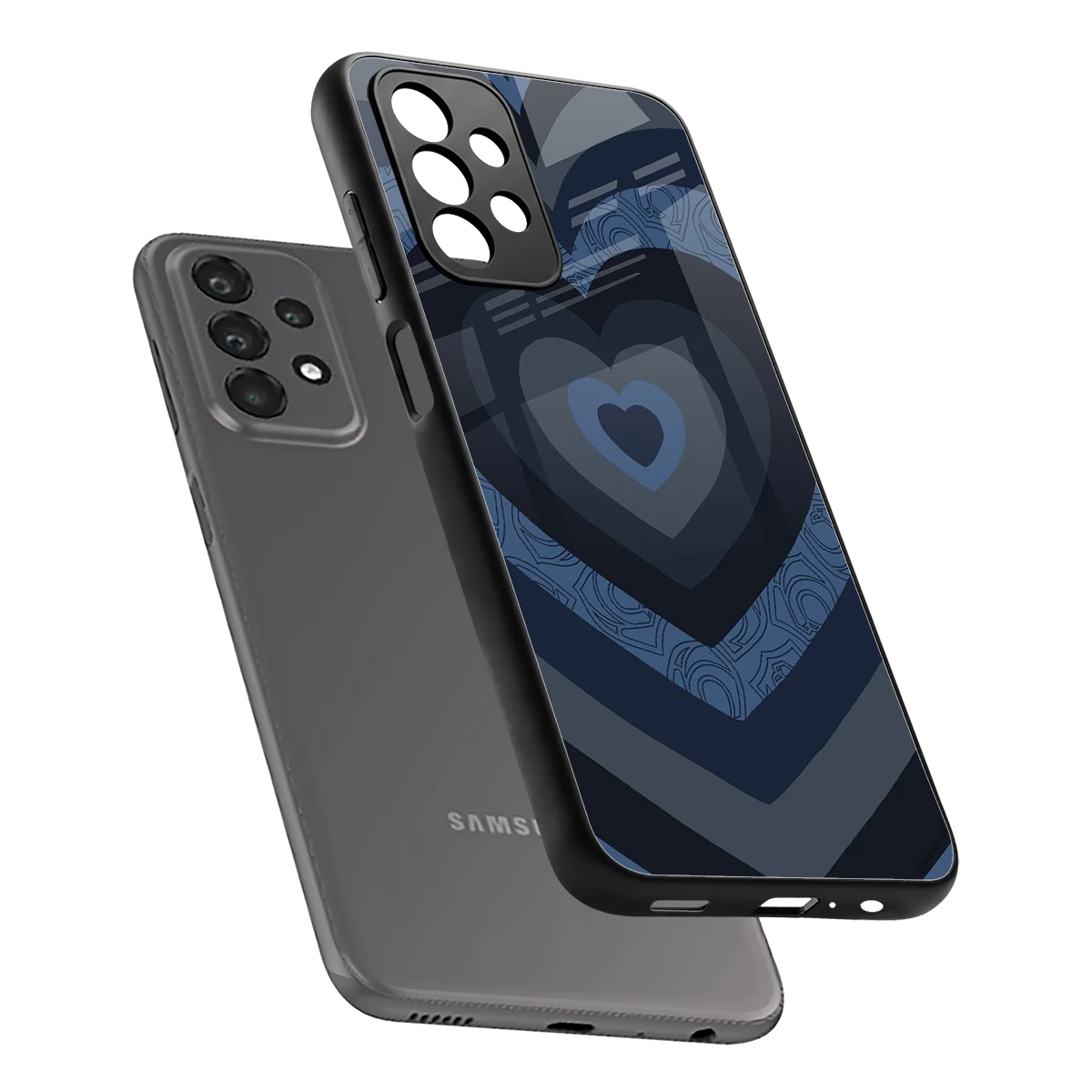 Y2K Frosted Berry Hearts sleek samsung galaxy a23 cover with tempered glass back and TPU edges