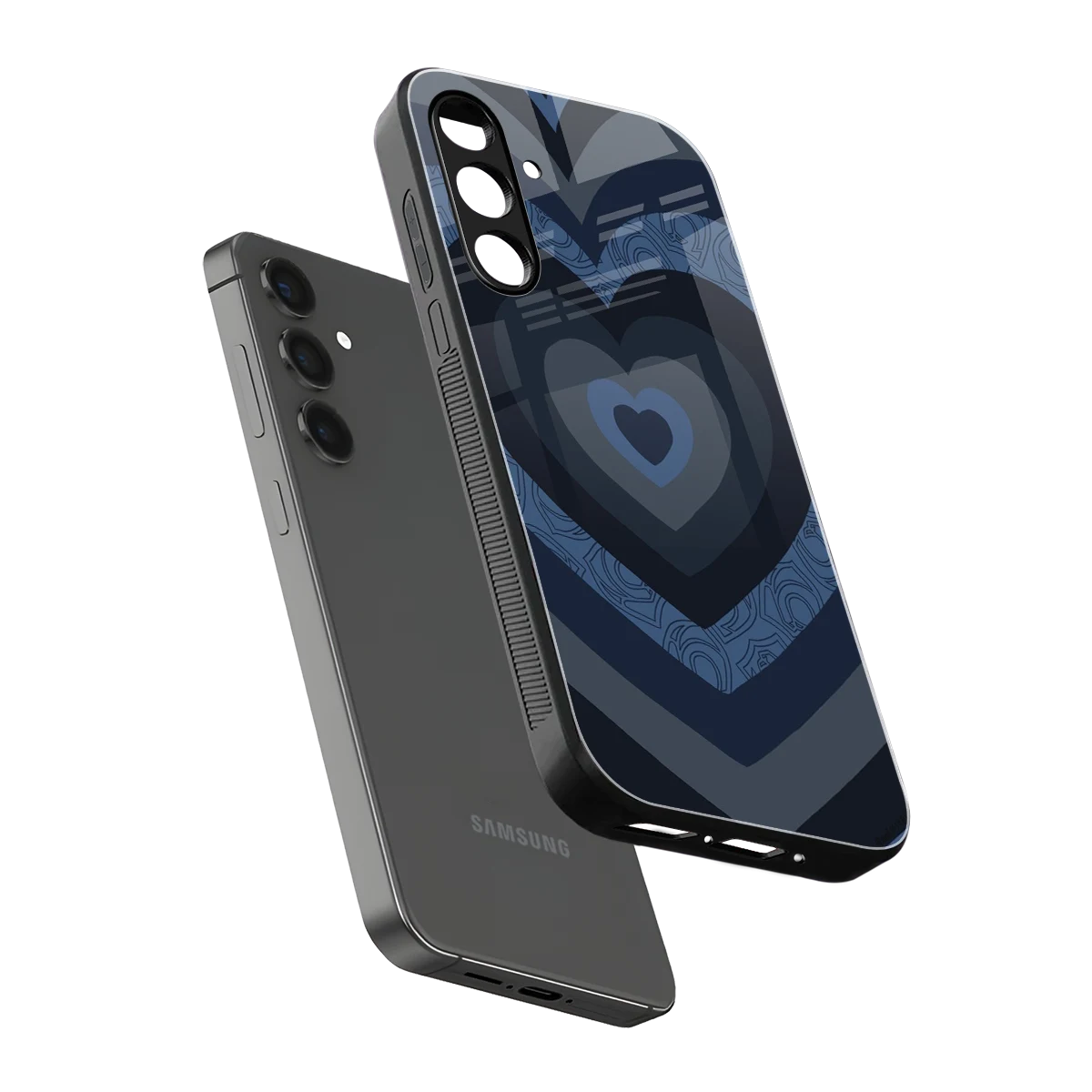 Y2K Frosted Berry Hearts sleek samsung galaxy a14 5g cover with tempered glass back and TPU edges