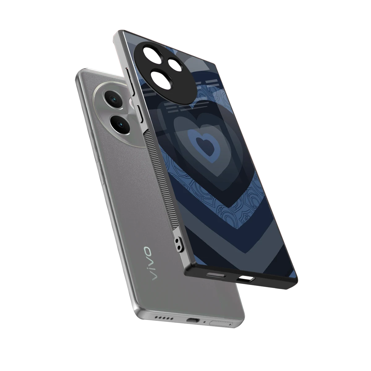 Y2K Frosted Berry Hearts sleek vivo v30e cover with tempered glass back and TPU edges