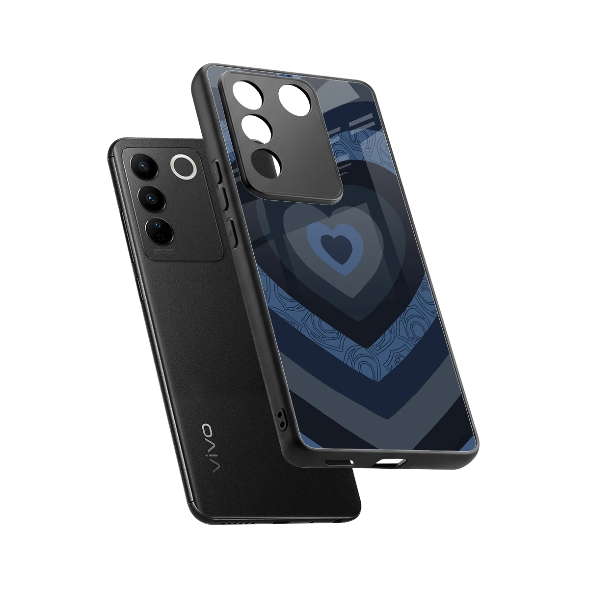Y2K Frosted Berry Hearts sleek vivo v27 5g cover with tempered glass back and TPU edges
