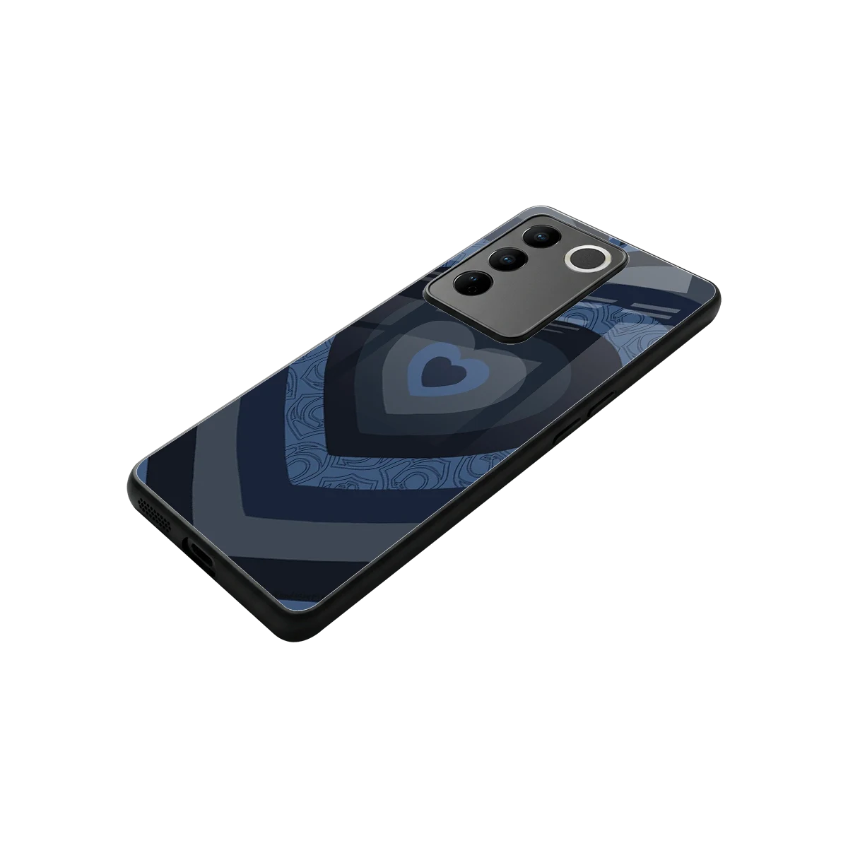 Y2K Frosted Berry Hearts stylish phone case for vivo v27 5g | glossy glass and slim fit