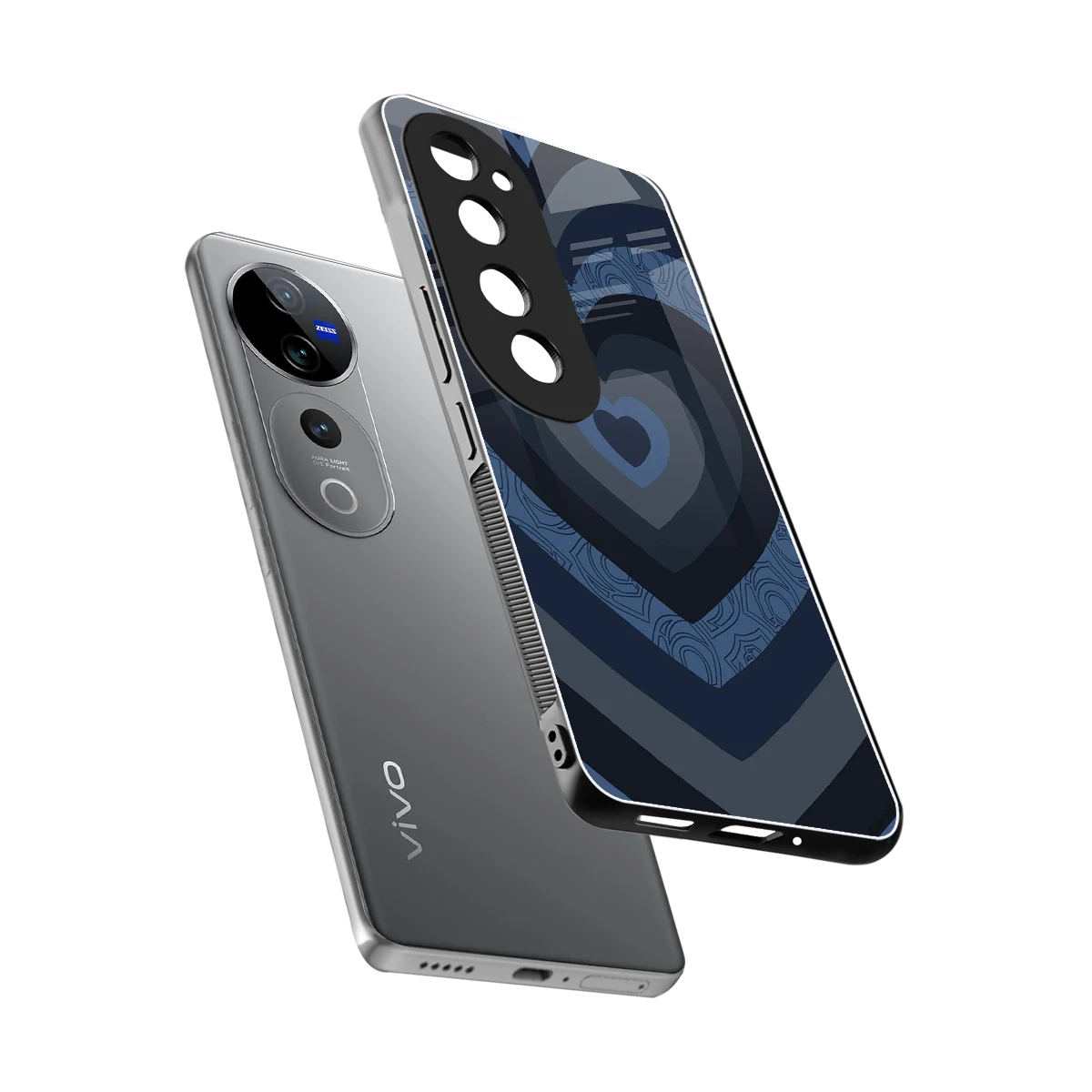Y2K Frosted Berry Hearts sleek vivo v40 pro cover with tempered glass back and TPU edges