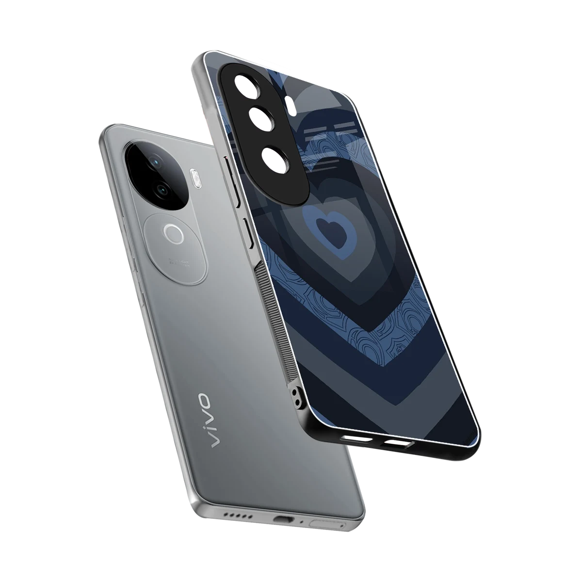 Y2K Frosted Berry Hearts sleek vivo v40e cover with tempered glass back and TPU edges