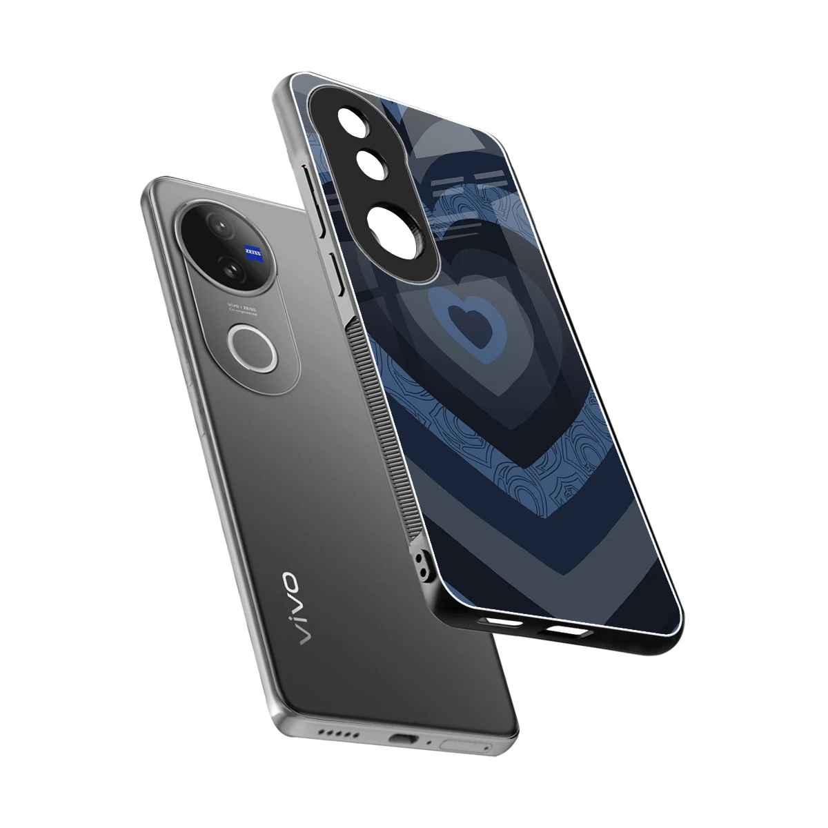 Y2K Frosted Berry Hearts sleek vivo v50 cover with tempered glass back and TPU edges