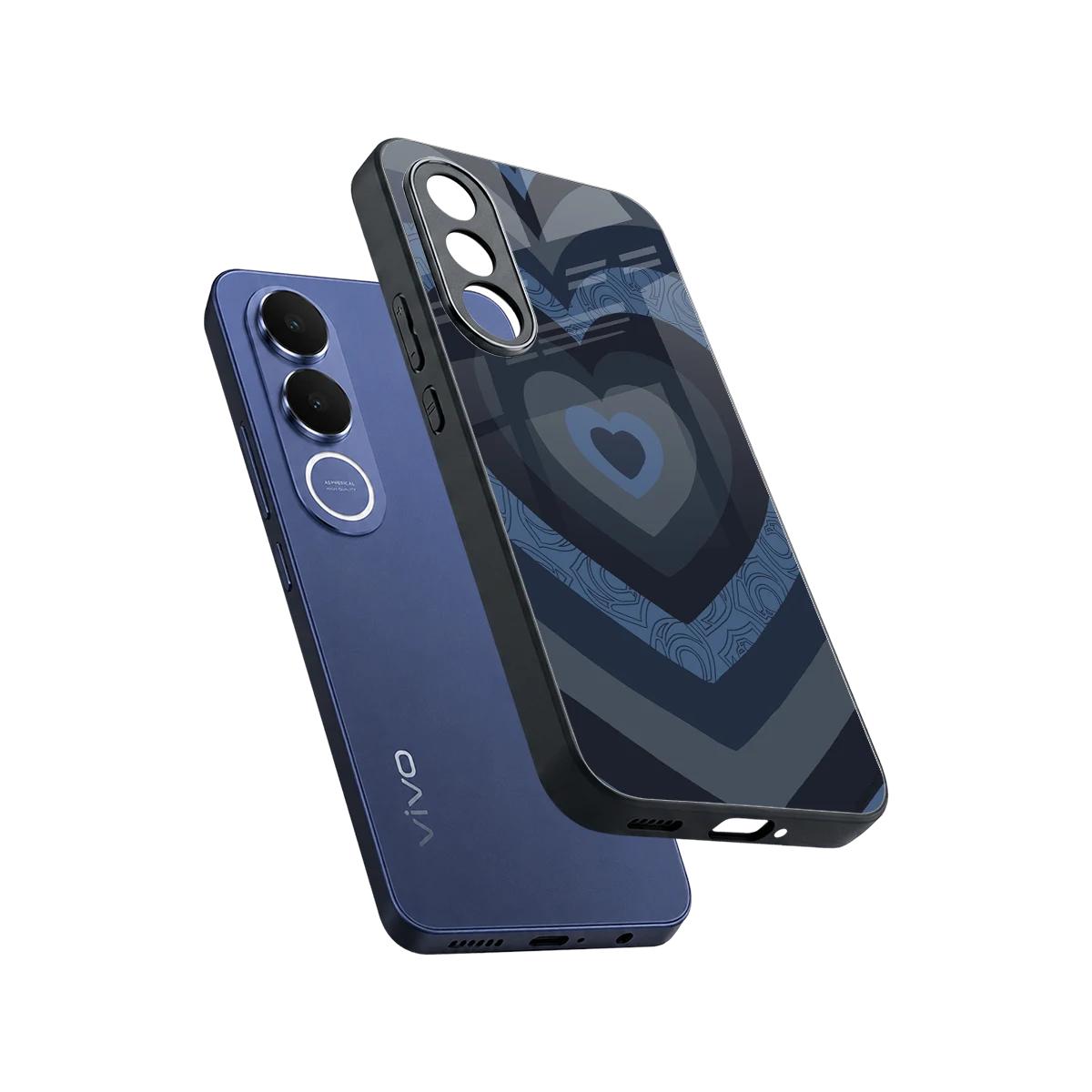 Y2K Frosted Berry Hearts sleek vivo v70 fe cover with tempered glass back and TPU edges