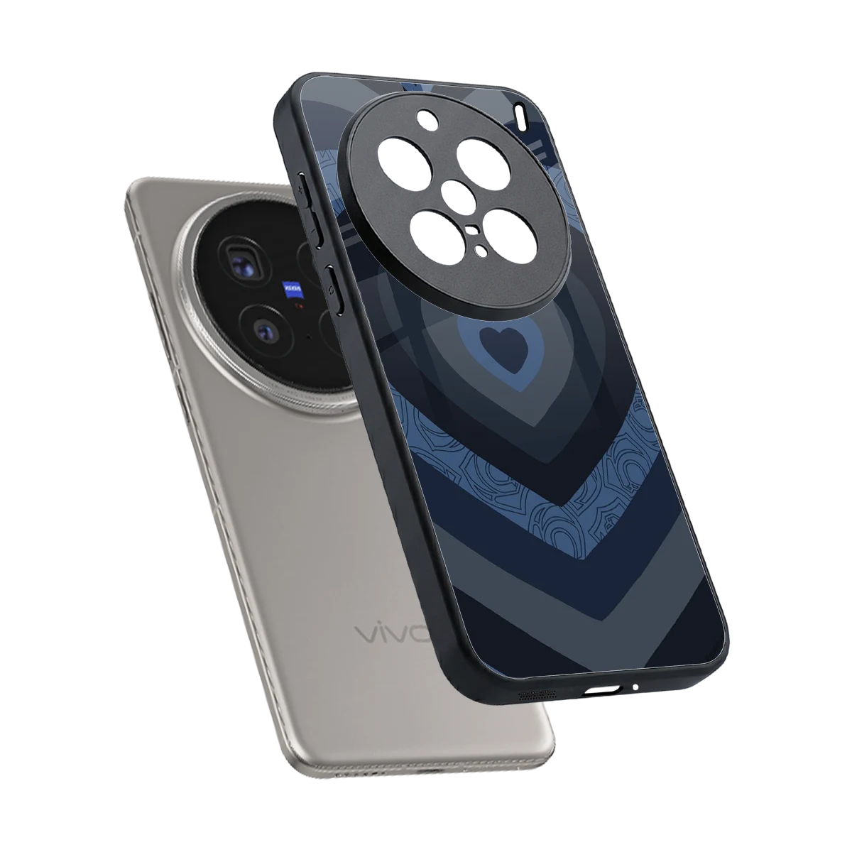 Y2K Frosted Berry Hearts sleek vivo x200 pro cover with tempered glass back and TPU edges