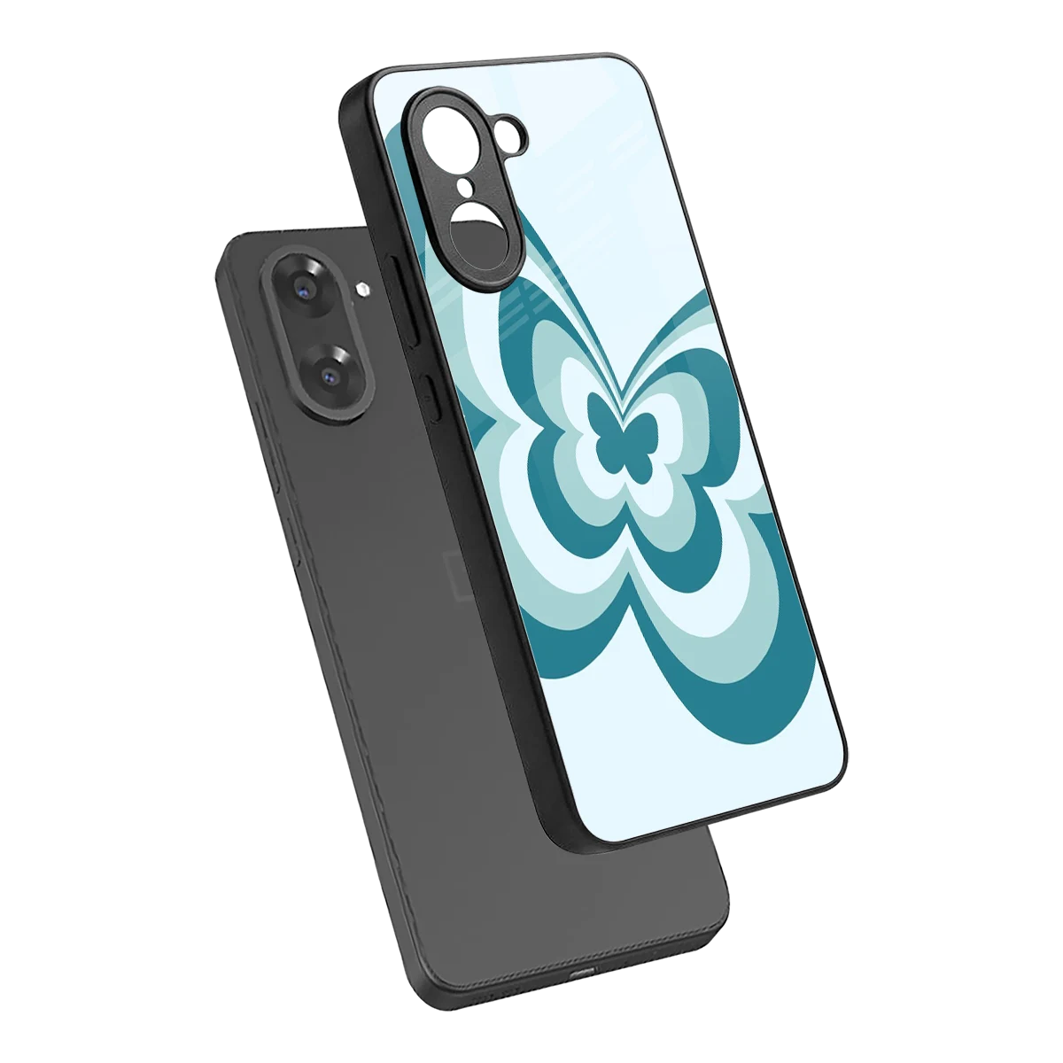 Y2K Green Butterfly sleek oneplus nord ce5 5g cover with tempered glass back and TPU edges