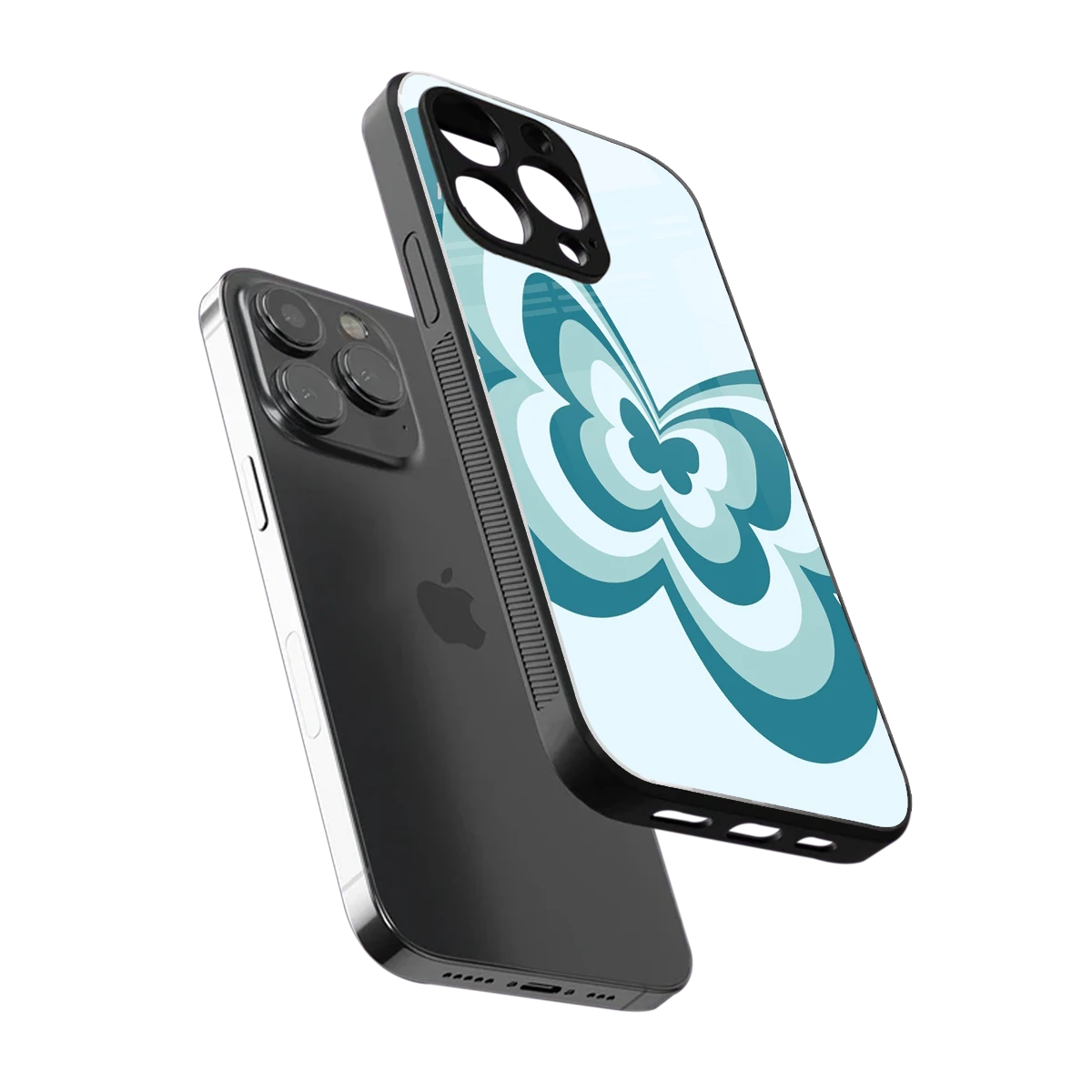 Y2K Green Butterfly sleek iphone 13 pro cover with tempered glass back and TPU edges