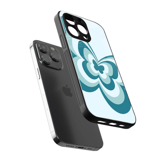 Y2K Green Butterfly sleek iphone 13 pro cover with tempered glass back and TPU edges