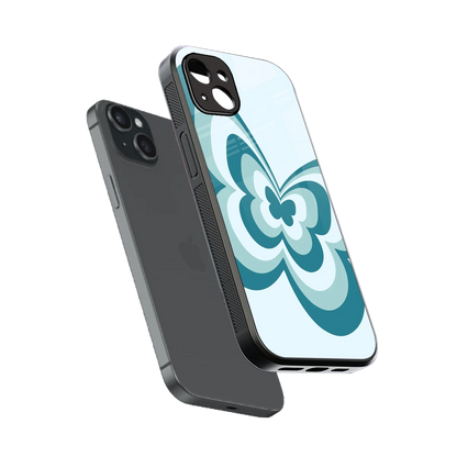 Y2K Green Butterfly sleek iphone 14 plus cover with tempered glass back and TPU edges