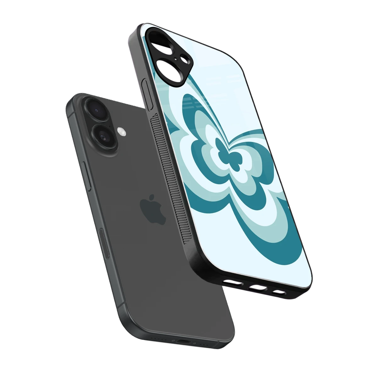 Y2K Green Butterfly sleek iphone 16 plus cover with tempered glass back and TPU edges