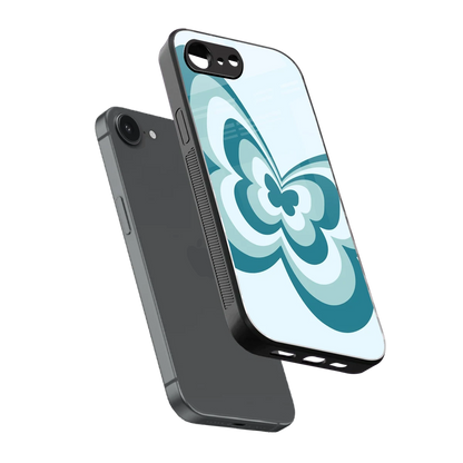 Y2K Green Butterfly sleek iphone 16e cover with tempered glass back and TPU edges