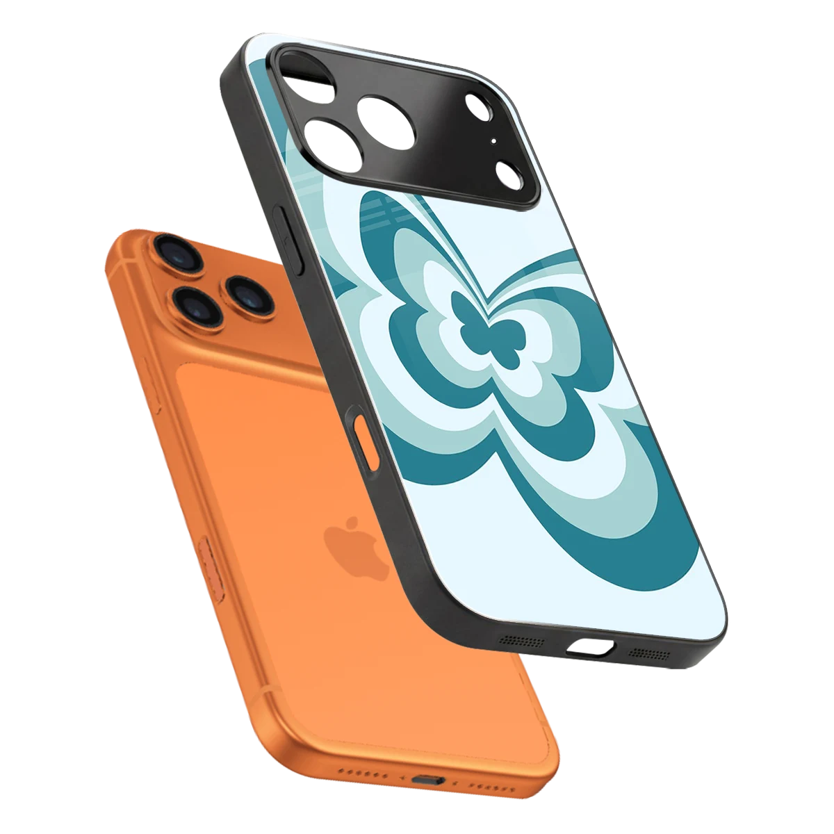 Y2K Green Butterfly sleek iphone 17 pro cover with tempered glass back and TPU edges