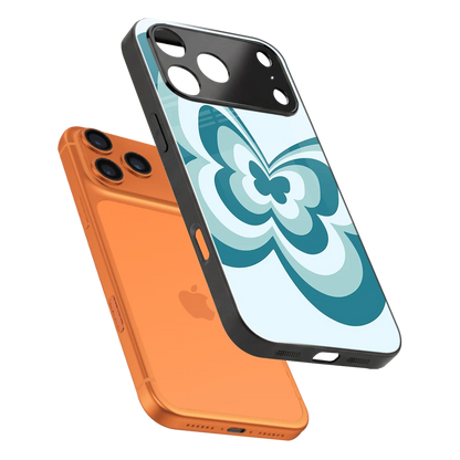 Y2K Green Butterfly sleek iphone 17 pro cover with tempered glass back and TPU edges