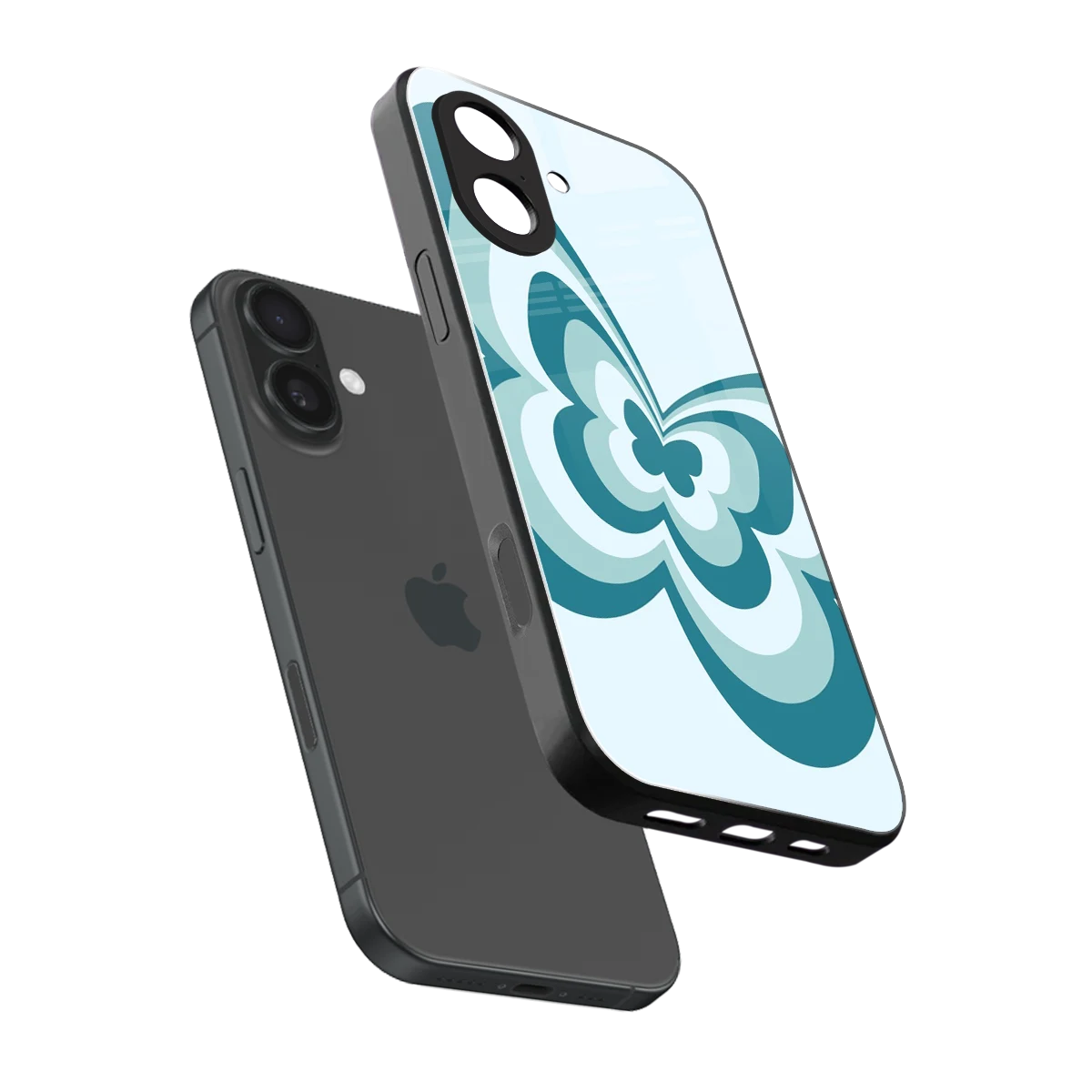 Y2K Green Butterfly sleek iphone 17 cover with tempered glass back and TPU edges