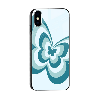 Y2K Green Butterfly sleek iphone xs cover with tempered glass back and TPU edges