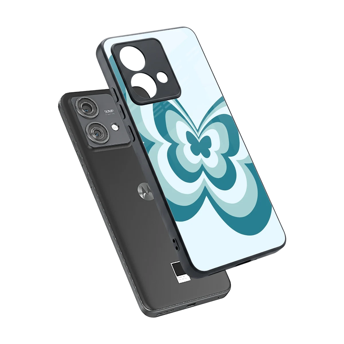 Y2K Green Butterfly sleek motorola edge 40 neo 5g cover with tempered glass back and TPU edges