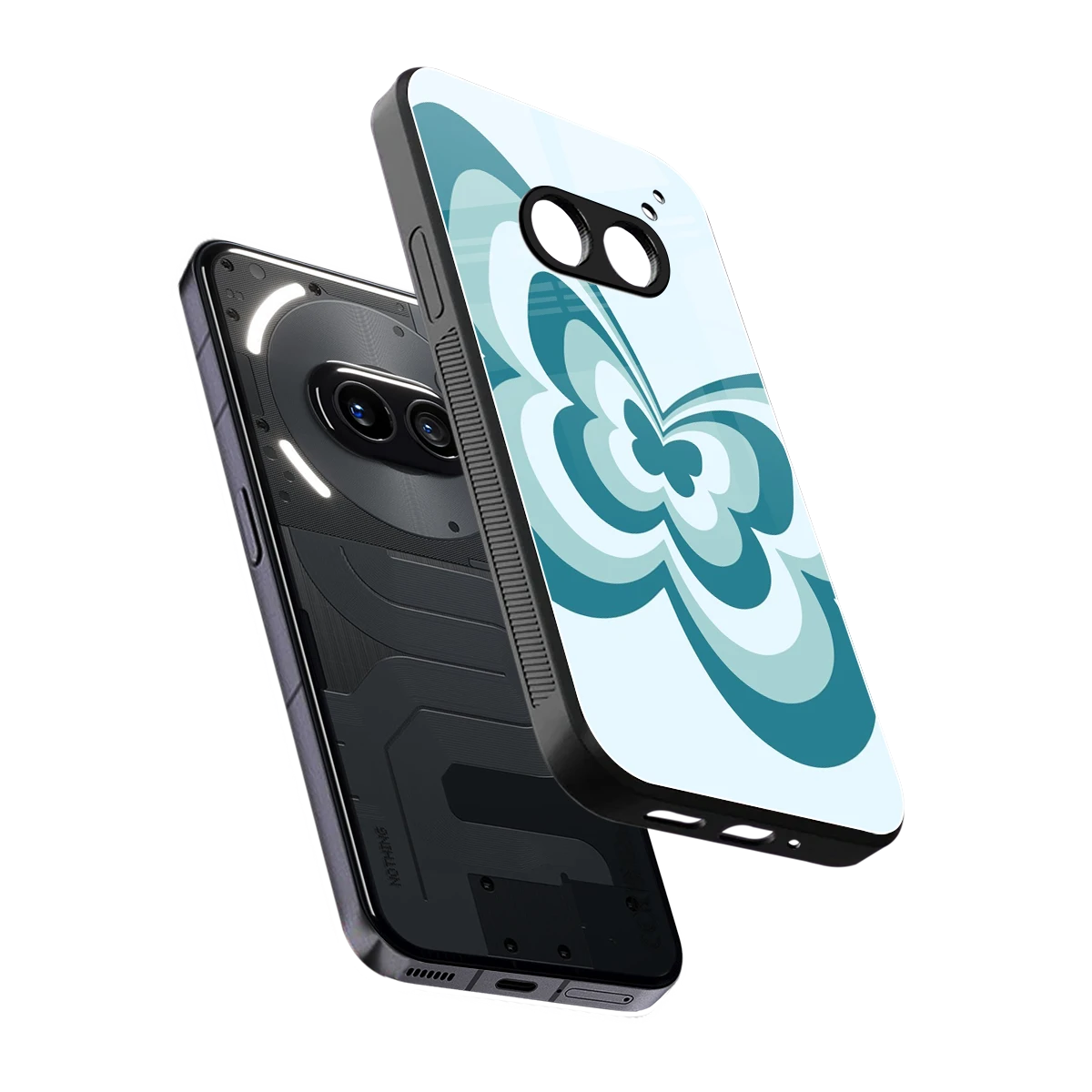 Y2K Green Butterfly sleek nothing phone 2a cover with tempered glass back and TPU edges