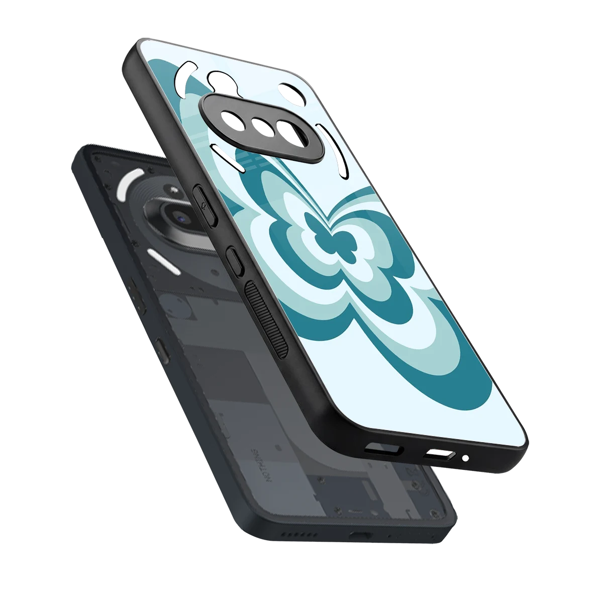 Y2K Green Butterfly sleek nothing phone 3a cover with tempered glass back and TPU edges