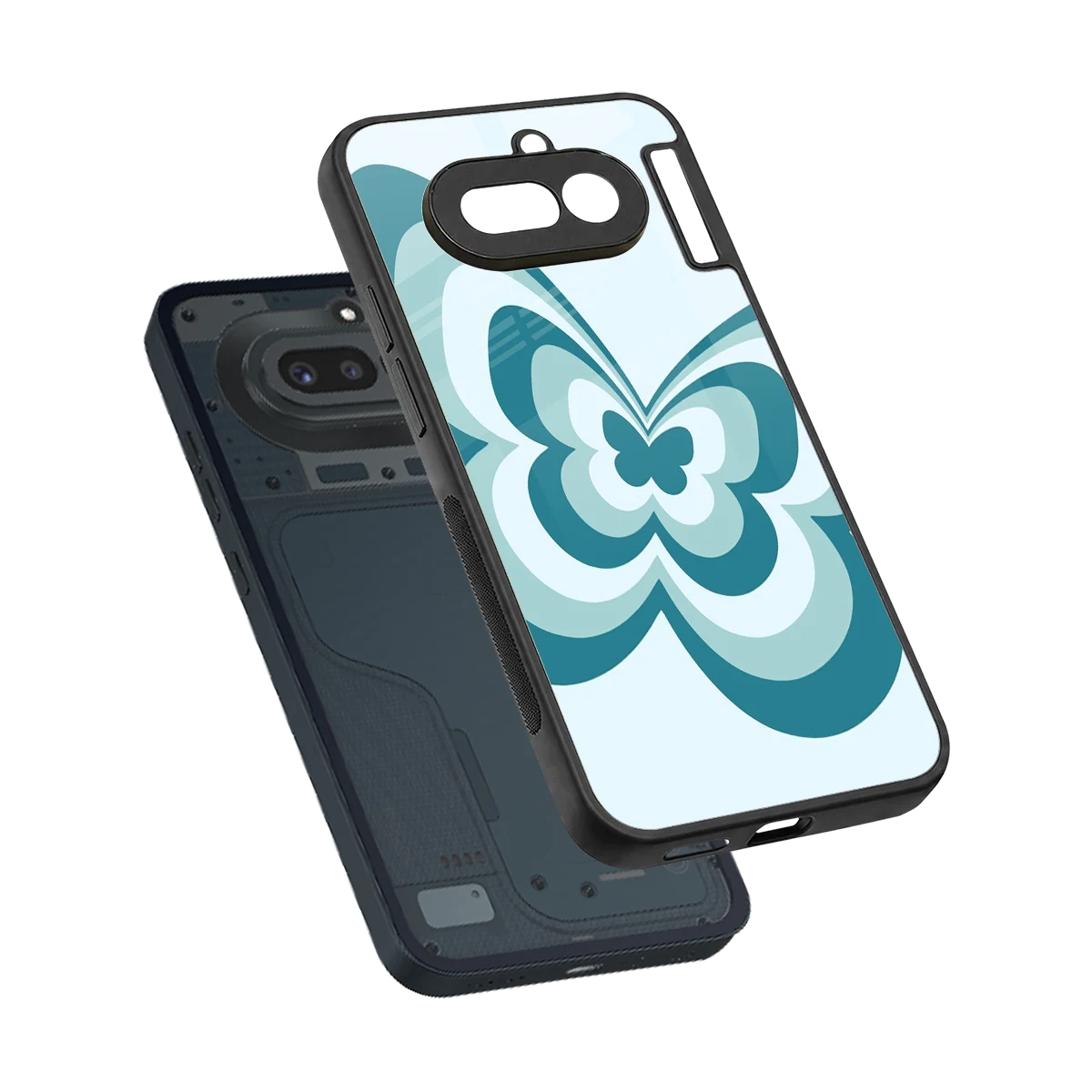 Y2K Green Butterfly sleek nothing phone 4a cover with tempered glass back and TPU edges