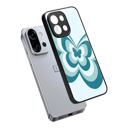 Y2K Green Butterfly sleek oneplus 13s cover with tempered glass back and TPU edges