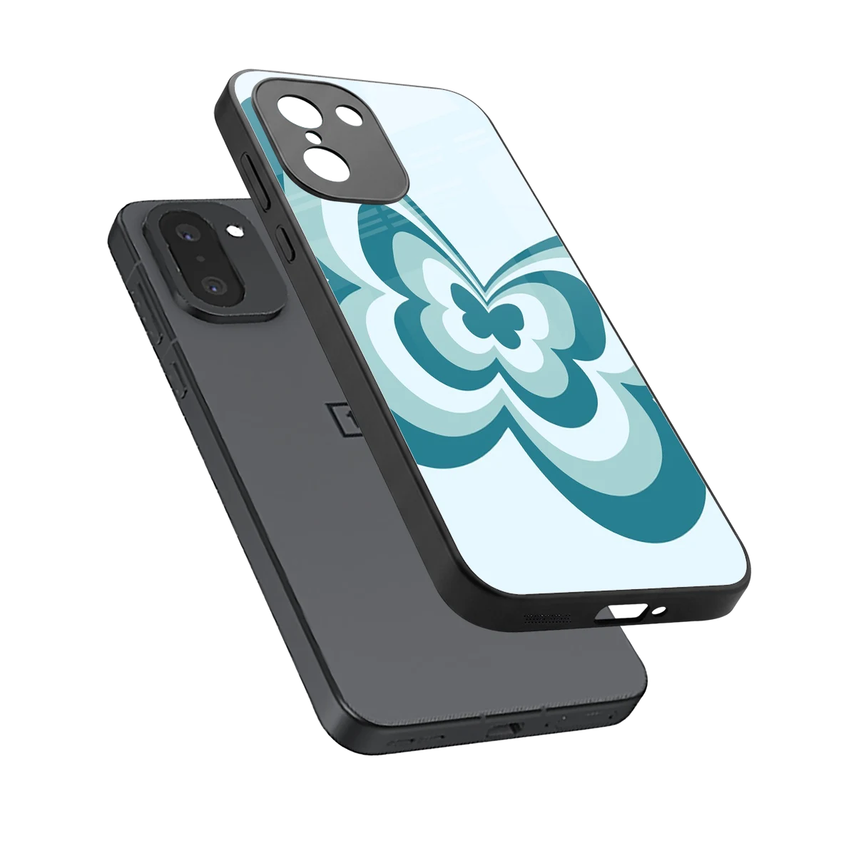 Y2K Green Butterfly sleek oneplus 15r cover with tempered glass back and TPU edges