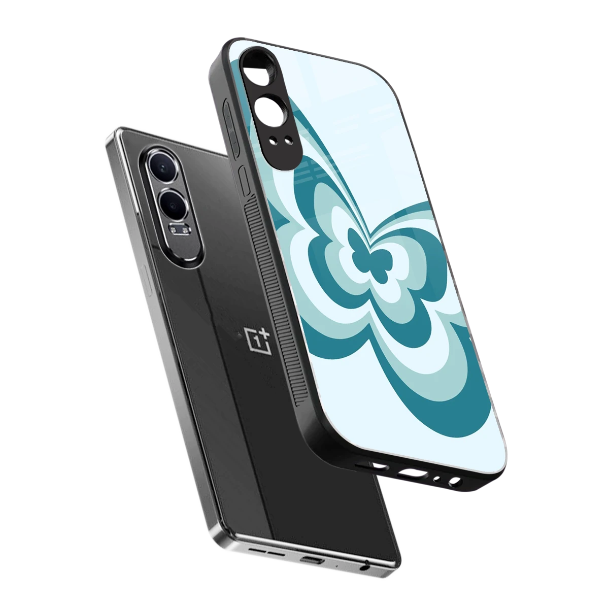 Y2K Green Butterfly sleek oneplus nord ce 4 lite cover with tempered glass back and TPU edges