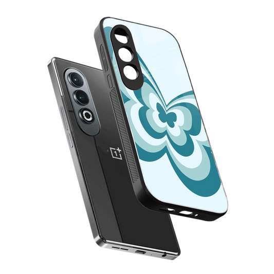 Y2K Green Butterfly sleek oneplus nord ce 4 cover with tempered glass back and TPU edges
