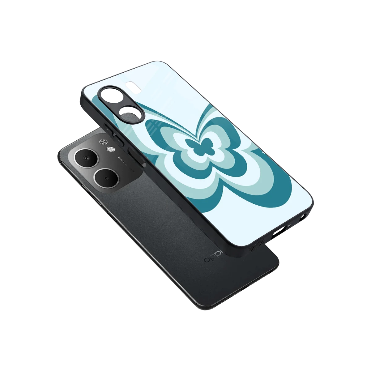 Y2K Green Butterfly sleek oppo a5x 5g cover with tempered glass back and TPU edges