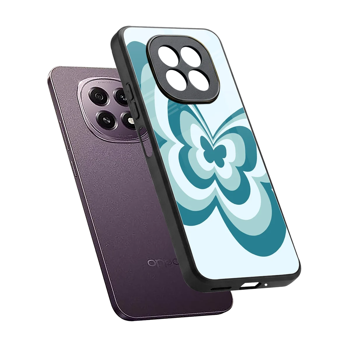 Y2K Green Butterfly sleek oppo f29 5g cover with tempered glass back and TPU edges