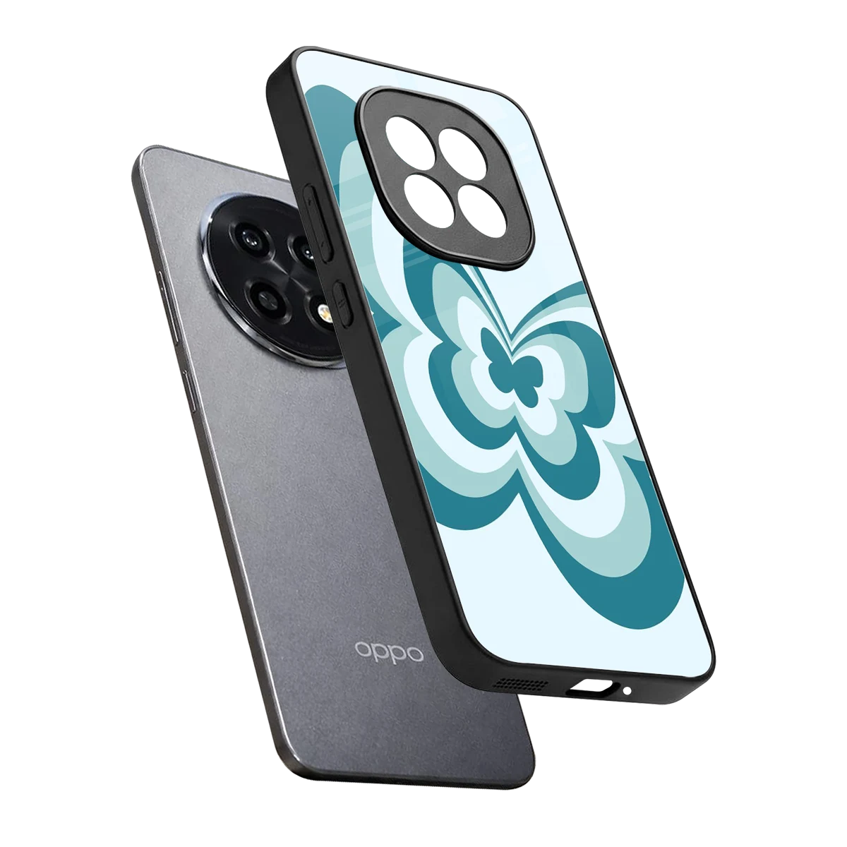 Y2K Green Butterfly sleek oppo f29 pro 5g cover with tempered glass back and TPU edges