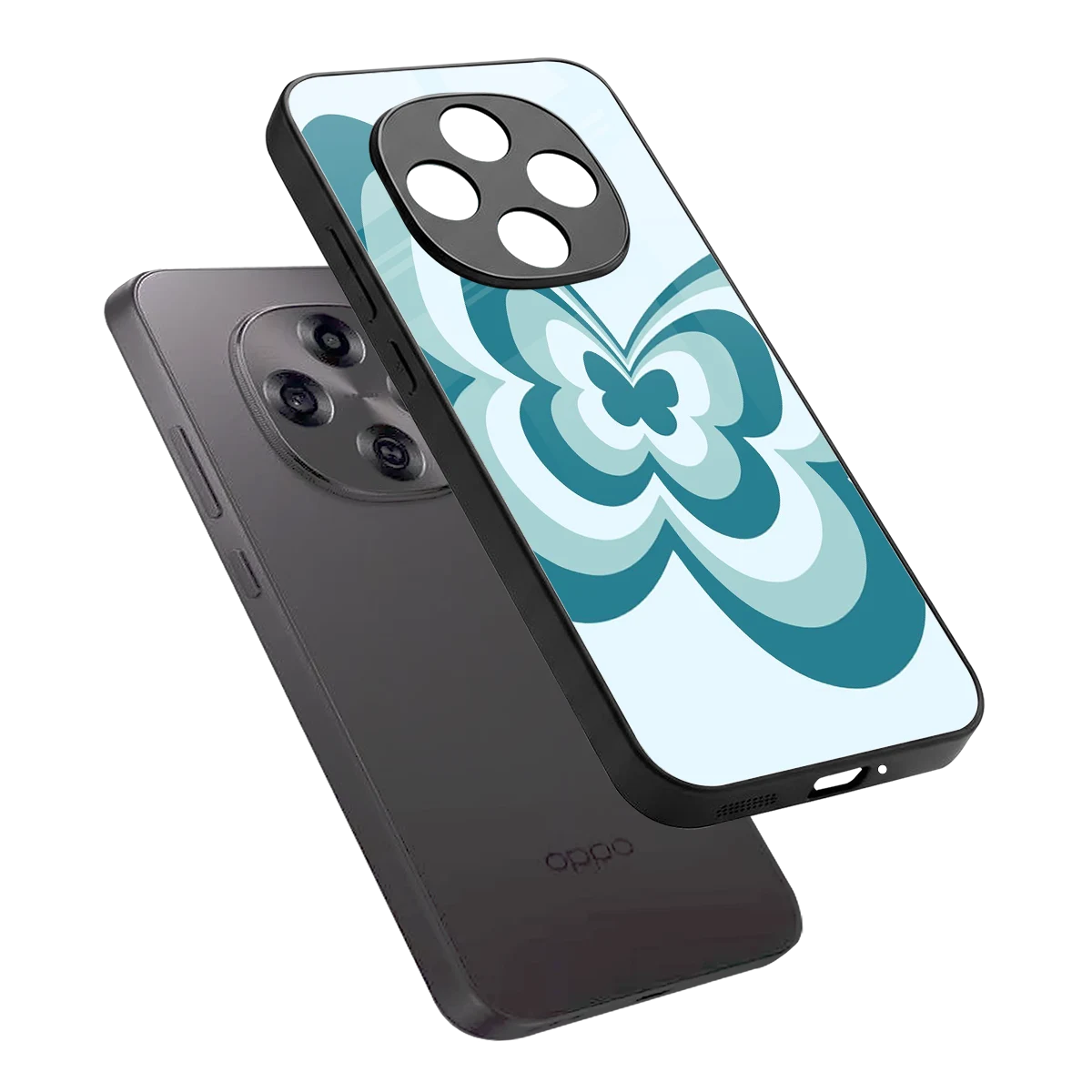 Y2K Green Butterfly sleek oppo f31 pro 5g cover with tempered glass back and TPU edges