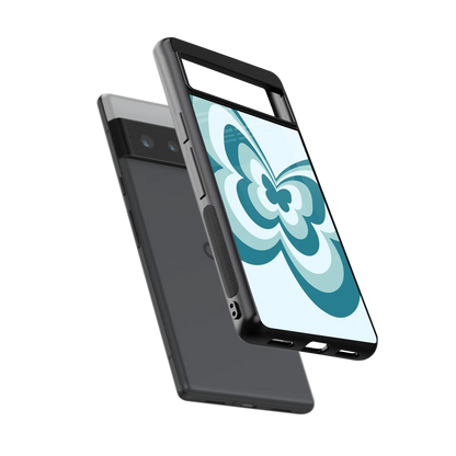 Y2K Green Butterfly sleek google pixel 6 pro cover with tempered glass back and TPU edges