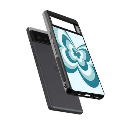 Y2K Green Butterfly sleek google pixel 6a cover with tempered glass back and TPU edges
