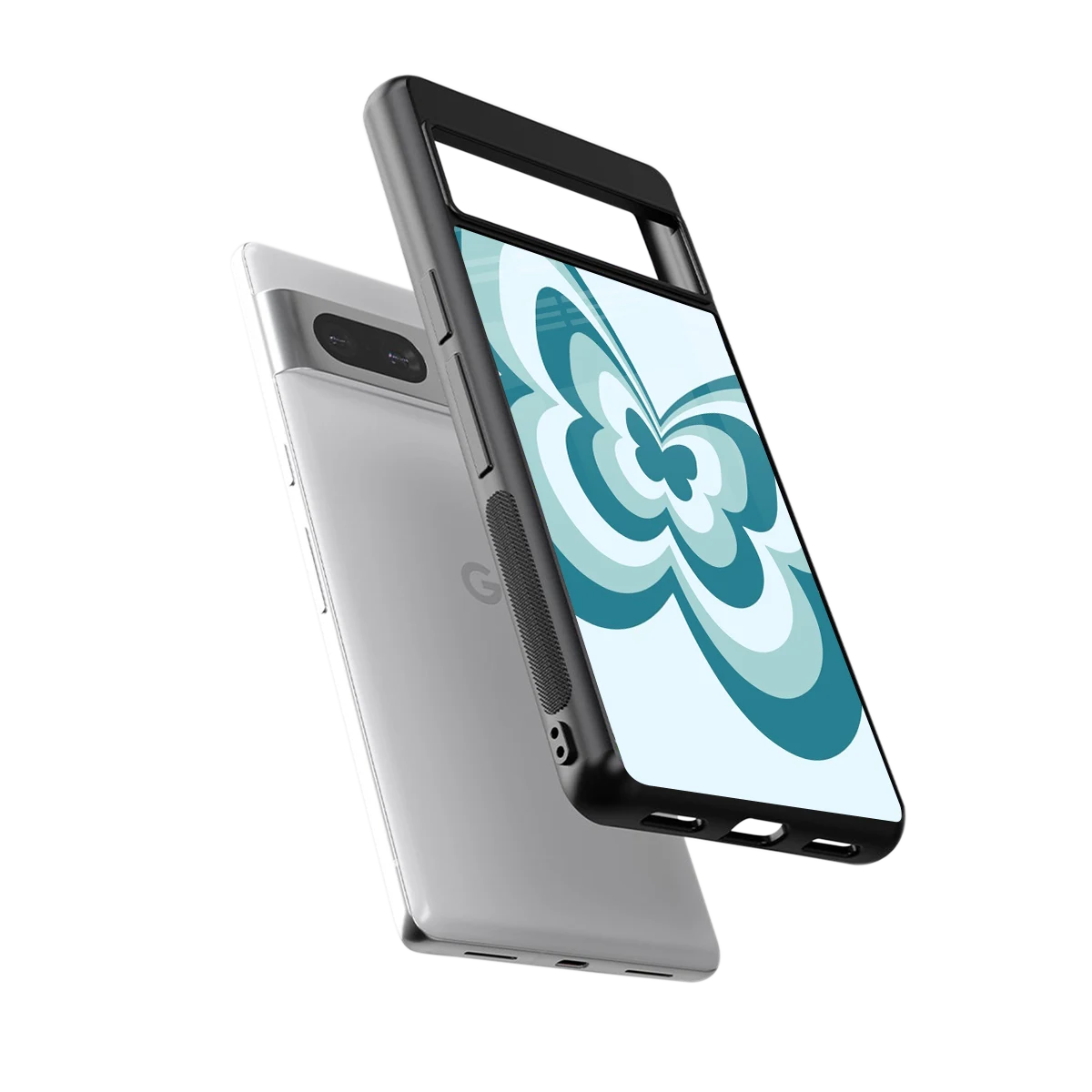Y2K Green Butterfly sleek google pixel 7 cover with tempered glass back and TPU edges