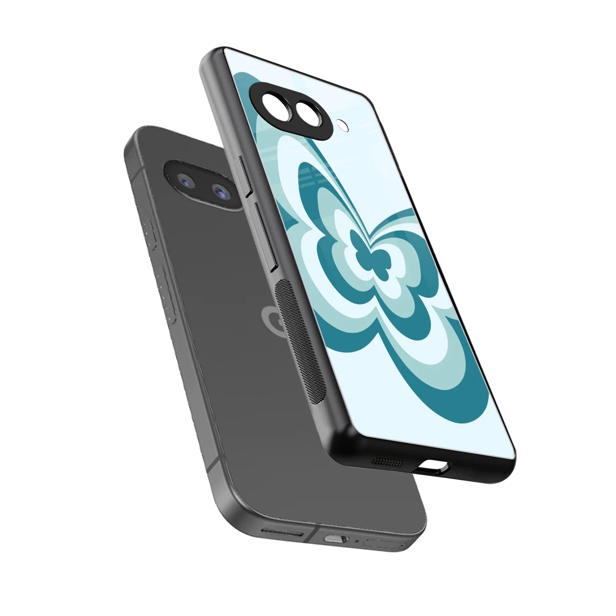 Y2K Green Butterfly sleek google pixel 9a cover with tempered glass back and TPU edges