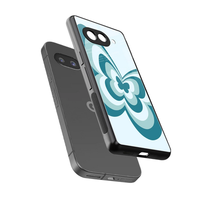 Y2K Green Butterfly sleek google pixel 9a cover with tempered glass back and TPU edges