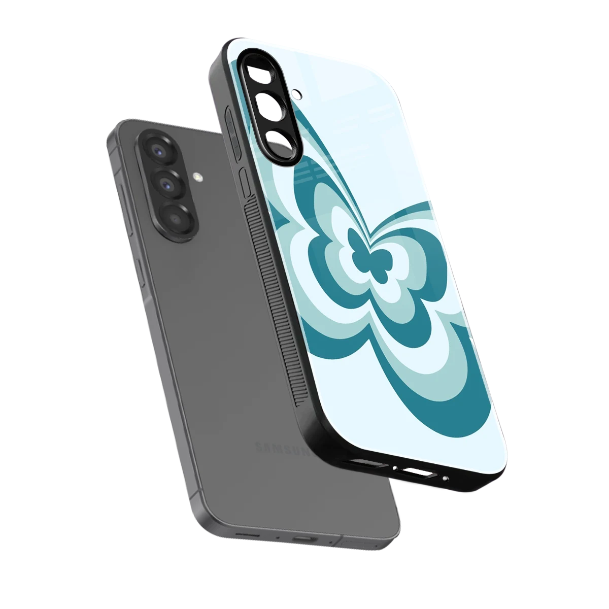 Y2K Green Butterfly sleek samsung galaxy a17 5g cover with tempered glass back and TPU edges