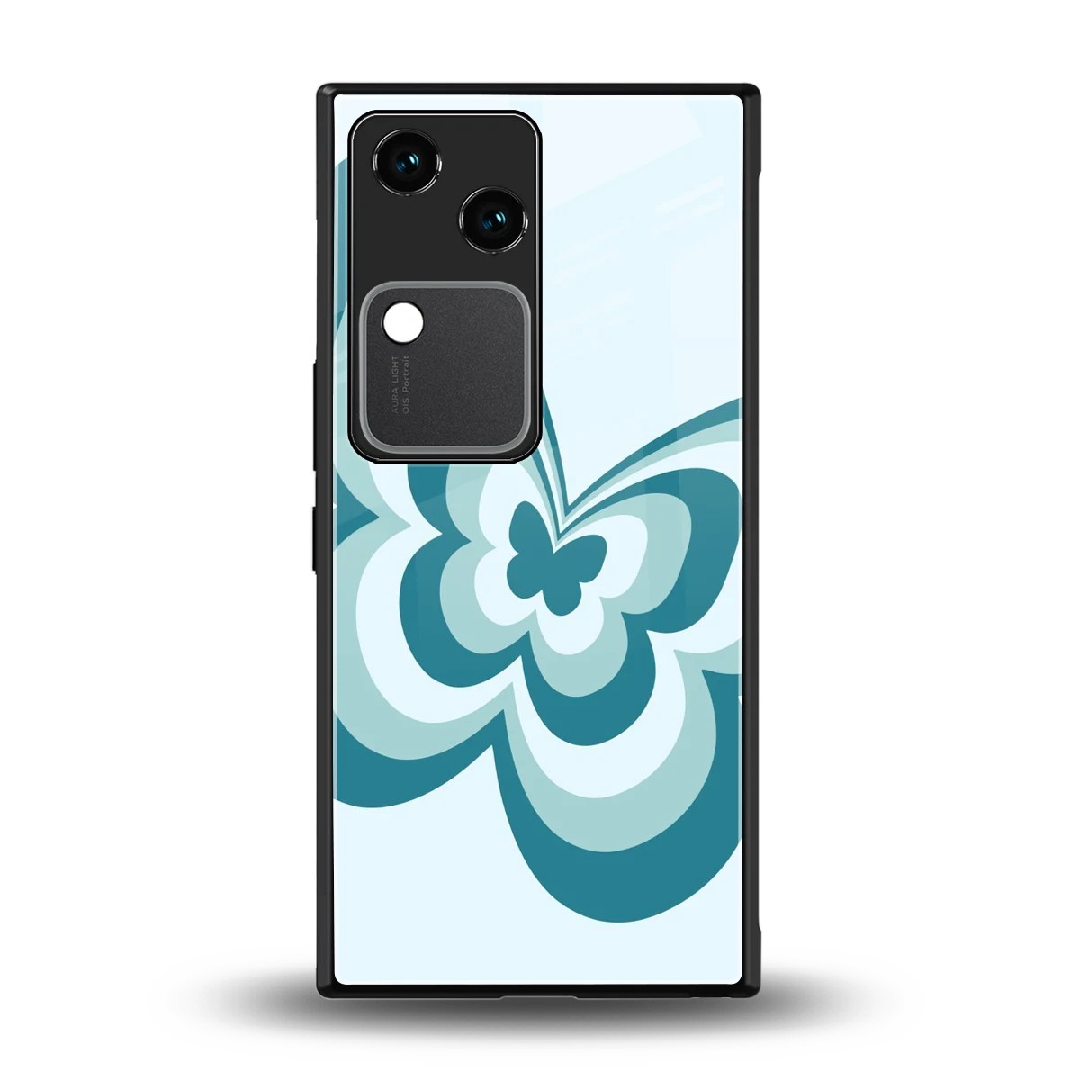 Y2K Green Butterfly back phone cover | glass case for vivo v30