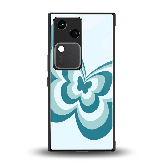 Y2K Green Butterfly back phone cover | glass case for vivo v30