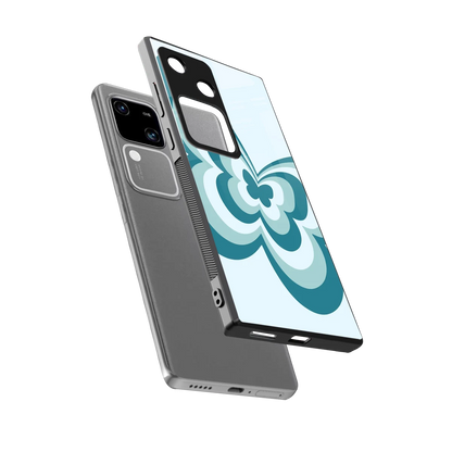 Y2K Green Butterfly sleek vivo v30 cover with tempered glass back and TPU edges