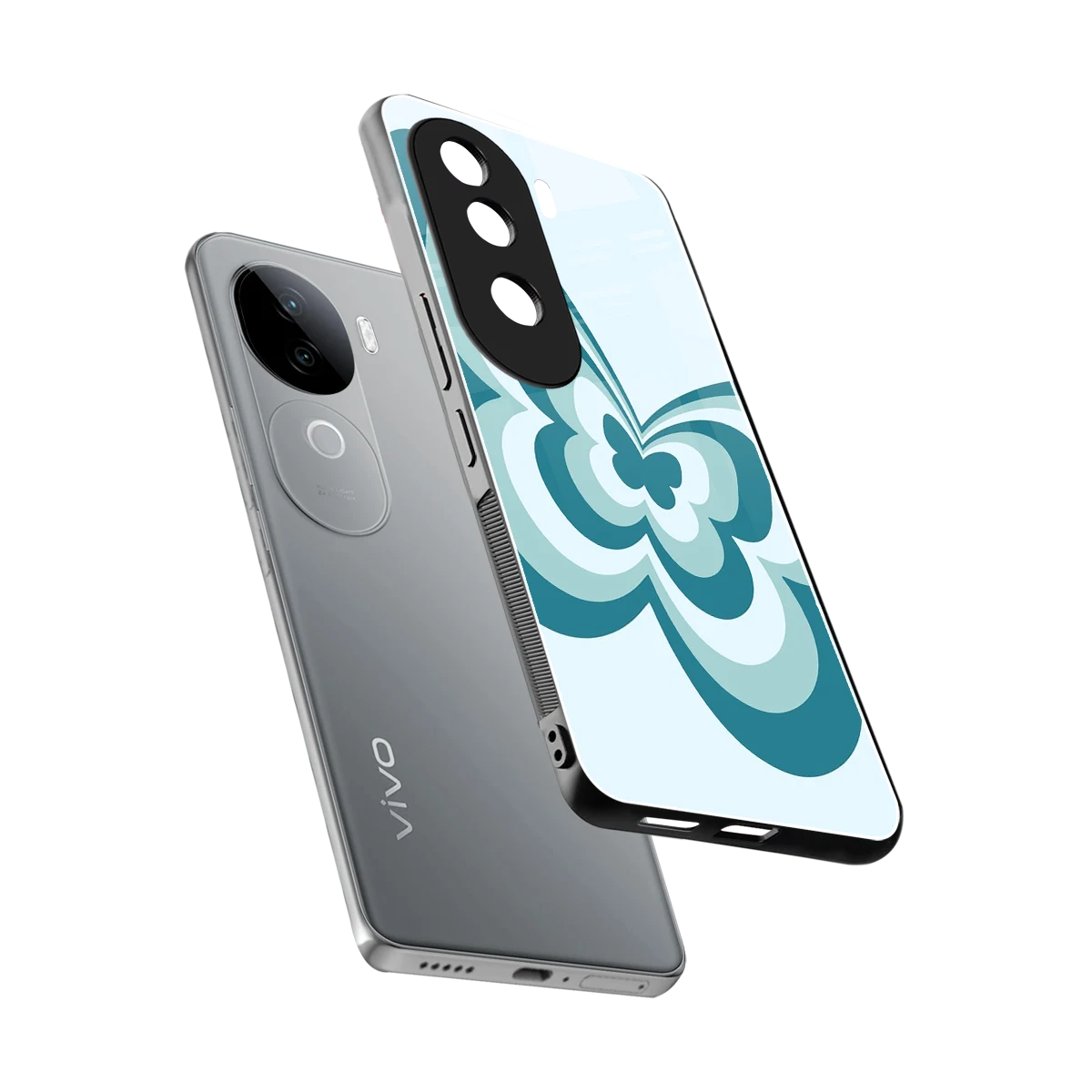 Y2K Green Butterfly sleek vivo v40e cover with tempered glass back and TPU edges