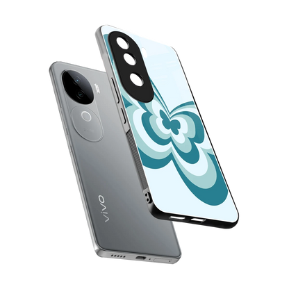 Y2K Green Butterfly sleek vivo v40e cover with tempered glass back and TPU edges
