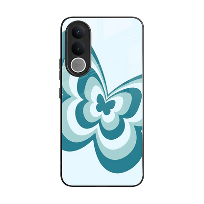 Y2K Green Butterfly back phone cover | glass case for vivo v70 fe