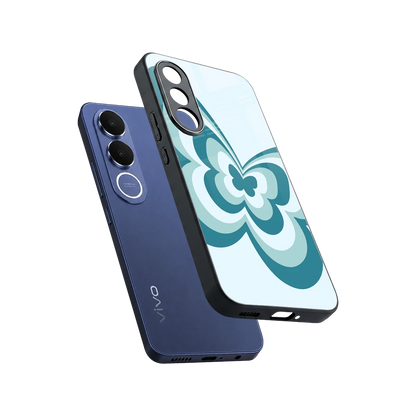 Y2K Green Butterfly sleek vivo v70 fe cover with tempered glass back and TPU edges