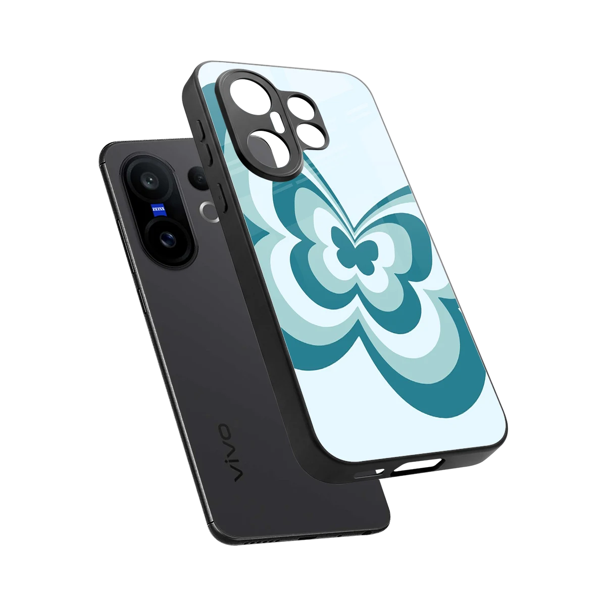 Y2K Green Butterfly sleek vivo x200 fe cover with tempered glass back and TPU edges