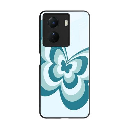 Y2K Green Butterfly back phone cover | glass case for vivo y16