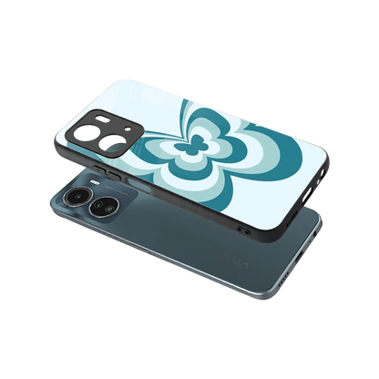 Y2K Green Butterfly sleek vivo y16 cover with tempered glass back and TPU edges