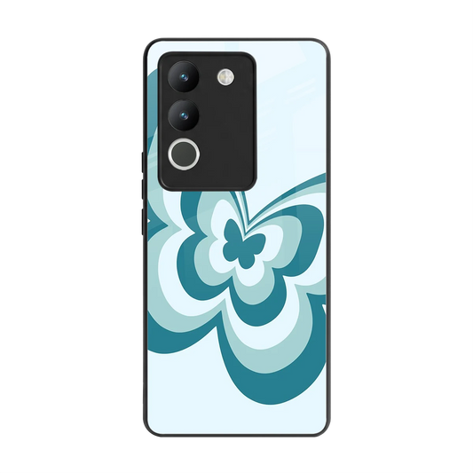 Y2K Green Butterfly back phone cover | glass case for vivo y200 5g